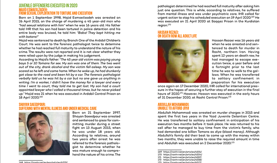 Juvenile Executions in Iran; 2020